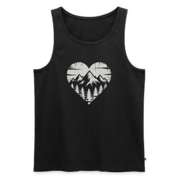 Paysage de montagne Coeur Design - Débardeur bio Premium Homme - noir - Devant - AI Model Male 178 light (178cm)