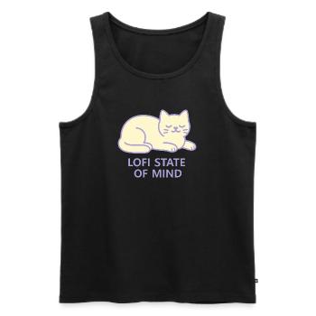 Lo Fi Cat Hoodie – Cozy State of Mind - Men's Premium Organic Tank Top - black - Front - AI Model Male 178 light (178cm)