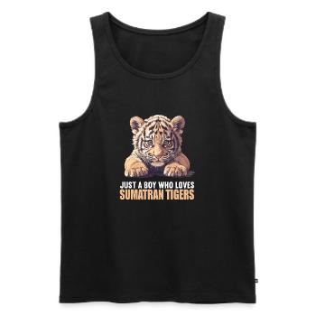 Sumatra-Tiger - Männer Premium Bio Tank Top - Schwarz - Vorne - AI Model Male 178 light (178cm)