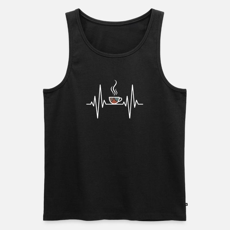Kaffee Herzschlag Design - Männer Premium Bio Tank Top - Schwarz
