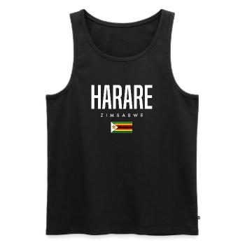 Harare, Zimbabwe - Débardeur bio Premium Homme - noir - Devant - AI Model Male 178 light (178cm)