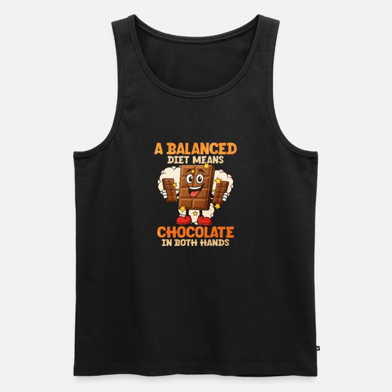 Ausgewogenes Schokoladen-Motiv mit Comic-Charakter - Männer Premium Bio Tank Top - Schwarz