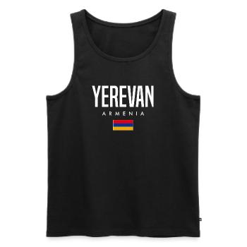 Yerevan, Armenia - Men's Premium Organic Tank Top - black - Front - Michal (187cm)