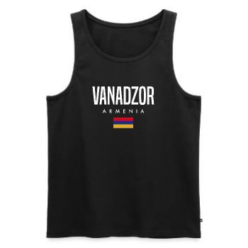 Vanadzor, Armenia - Men's Premium Organic Tank Top - black - Front - Michal (187cm)