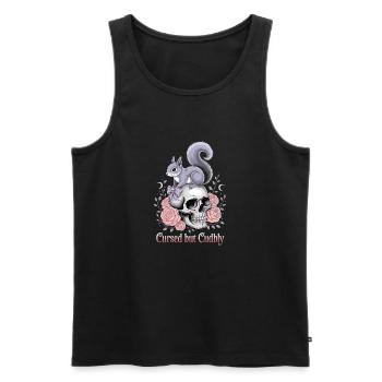 Cursed But Cudbly Gothic Squirrel Skull - Men's Premium Organic Tank Top - black - Front - AI Model Male 178 light (178cm)