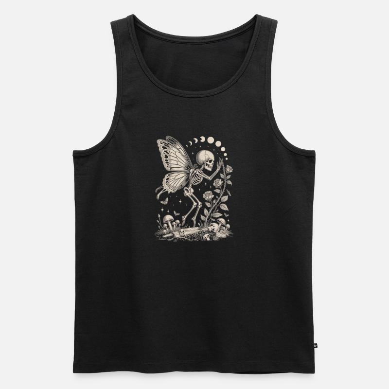 Gothic Skelett Fee mit Mondphasen - Männer Premium Bio Tank Top - Schwarz