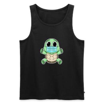 Cute turtle with mask - Men's Premium Organic Tank Top - black - Front - AI Model Male 178 light (178cm)