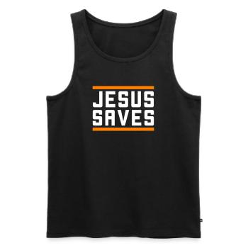 Jesus Rettet Christlich - Männer Premium Bio Tank Top - Schwarz - Vorne - Michal (187cm)