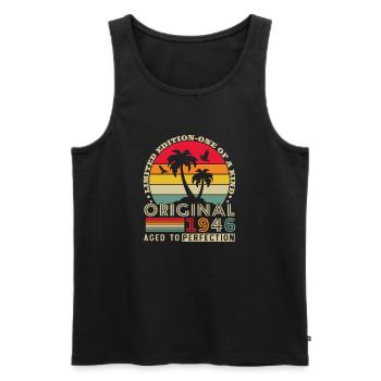 80 Jahre 1946 Vintage Retro Jubiläum - Männer Premium Bio Tank Top - Schwarz - Vorne - Michal (187cm)
