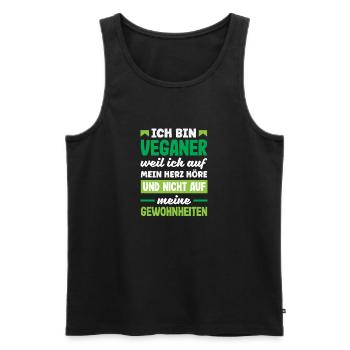 Attention I'm Vegan Funny Vegan Gift - Men's Premium Organic Tank Top - black - Front - AI Model Male 178 light (178cm)