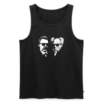 Les philosophes allemands Nietzsche et Schopenhhauer - Débardeur bio Premium Homme - noir - Devant - Michal (187cm)