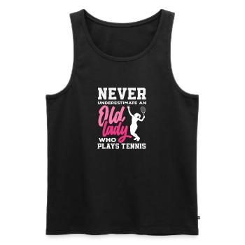 Unterschätze Niemals Eine Alte Dame Die Tennis - Männer Premium Bio Tank Top - Schwarz - Vorne - Michal (187cm)