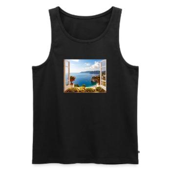 Panoramic views of the Mediterranean coast - Men's Premium Organic Tank Top - black - Front - AI Model Male 178 light (178cm)