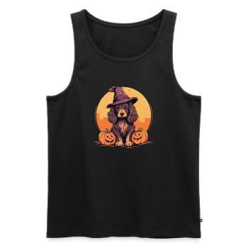 Halloween Witch Hat Pumpkin Dog Cocker Spaniel - Men's Premium Organic Tank Top - black - Front - Michal (187cm)