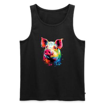 Cochon domestique Truie Cochons Love Piggy - Débardeur bio Premium Homme - noir - Devant - AI Model Male 178 light (178cm)