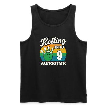 Rolling Into 9 Awesome Bowling Design - Men's Premium Organic Tank Top - black - Front - AI Model Male 178 light (178cm)