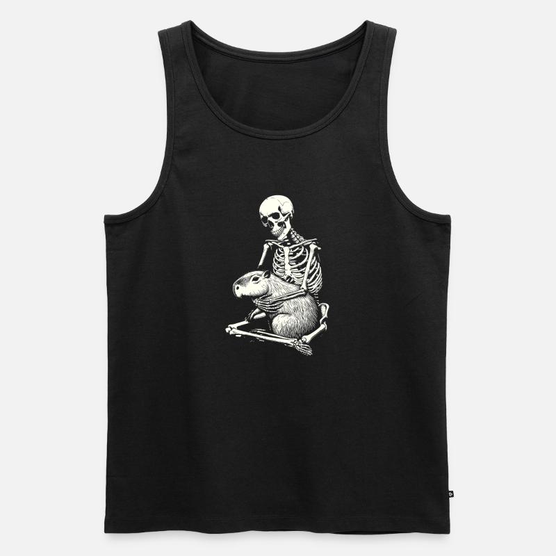 Skelett umarmt Capybara - Männer Premium Bio Tank Top - Schwarz