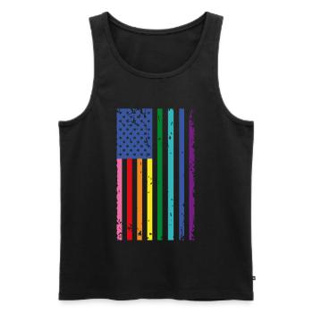 Drapeau arc-en-ciel des États-Unis - Débardeur bio Premium Homme - noir - Devant - AI Model Male 178 light (178cm)