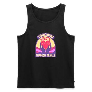 Braille Lehrer Blindenschrift Punktum - Männer Premium Bio Tank Top - Schwarz - Vorne - AI Model Male 178 light (178cm)