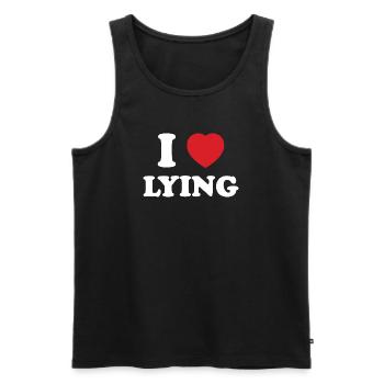 Expression of Liberation, I Love Lying - Men's Premium Organic Tank Top - black - Front - AI Model Male 178 light (178cm)