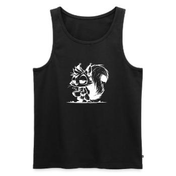 Bitte nicht stören – Eichhörnchen Kaffeezeit - Männer Premium Bio Tank Top - Schwarz - Vorne - AI Model Male 178 light (178cm)