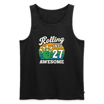 Bowling 27 Birthday Celebration Graphic - Men's Premium Organic Tank Top - black - Front - AI Model Male 178 light (178cm)
