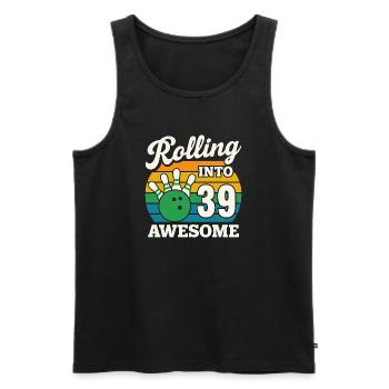 Bowling 39th Birthday Celebration Graphic - Men's Premium Organic Tank Top - black - Front - Michal (187cm)