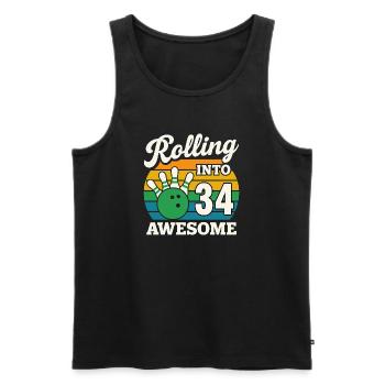 Bowling 34. Geburtstag Feier Grafik - Männer Premium Bio Tank Top - Schwarz - Vorne - AI Model Male 178 light (178cm)
