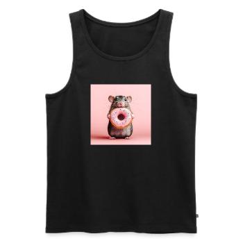 Süße Maus mit buntem Donut - Männer Premium Bio Tank Top - Schwarz - Vorne - Michal (187cm)