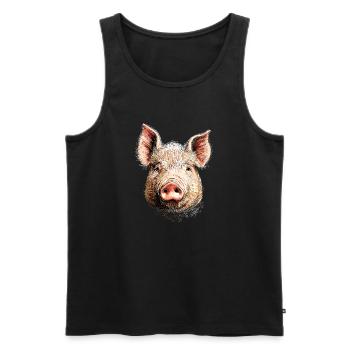 Cochon domestique Truie Cochons Love Piggy - Débardeur bio Premium Homme - noir - Devant - AI Model Male 178 light (178cm)