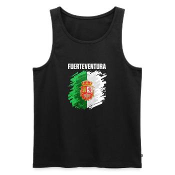 Conception du drapeau de Fuerteventura - Débardeur bio Premium Homme - noir - Devant - AI Model Male 178 light (178cm)