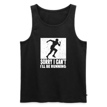 Marathon Runner Sorry I Can't I'll Be Running - Men's Premium Organic Tank Top - black - Front - AI Model Male 178 light (178cm)