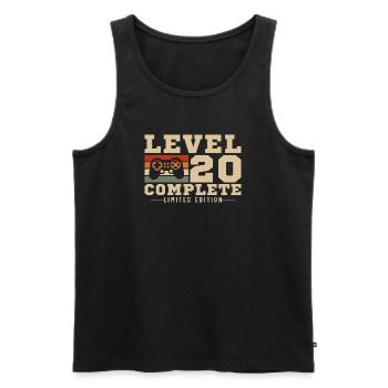 20th Anniversary Gamer 20 Jahre Level 20 Komplett - Männer Premium Bio Tank Top - Schwarz - Vorne - AI Model Male 178 light (178cm)
