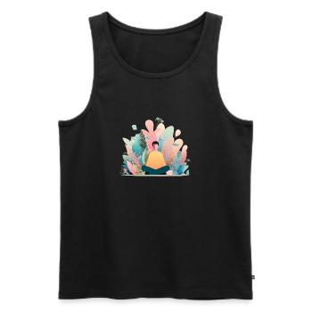 Self Care Club – Calm in chaos - Men's Premium Organic Tank Top - black - Front - AI Model Male 178 light (178cm)