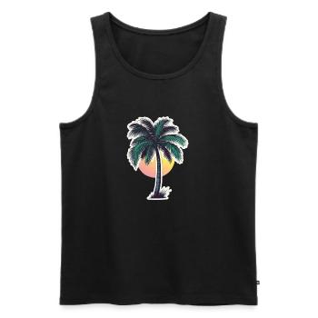 Palm tree - Men's Premium Organic Tank Top - black - Front - Michal (187cm)