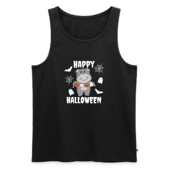Hippo Happy Halloween Kürbis Fledermaus Kostüm - Männer Premium Bio Tank Top - Schwarz - Vorne - Michal (187cm)
