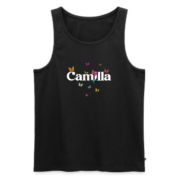 Schöner Mädchenname CAMILLA mit Schmetterlingen  - Männer Premium Bio Tank Top - Schwarz - Vorne - Michal (187cm)