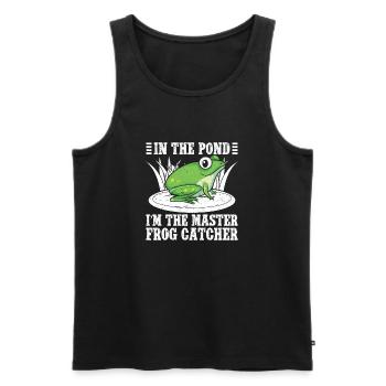 Meister Froschfänger Cartoon Design - Männer Premium Bio Tank Top - Schwarz - Vorne - Michal (187cm)
