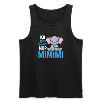 J'entends toujours seulement un éléphant Mimimi - Débardeur bio Premium Homme - noir - Devant - AI Model Male 178 light (178cm)