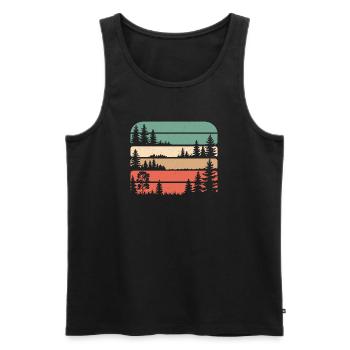 Retro Wald Natur Silhouette Bäume Wandern Geschenk - Männer Premium Bio Tank Top - Schwarz - Vorne - AI Model Male 178 light (178cm)
