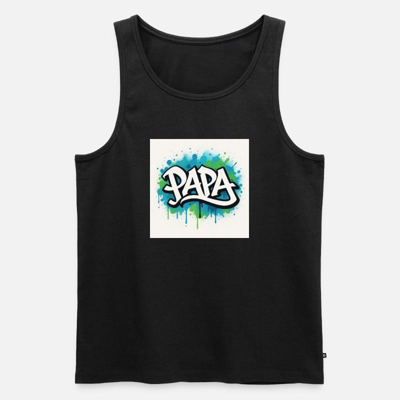 Graffiti Stil Papa Illustration - Männer Premium Bio Tank Top - Schwarz