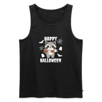 Costume de raton laveur joyeux Halloween citrouille fantôme - Débardeur bio Premium Homme - noir - Devant - Michal (187cm)