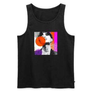 Wraparound Abstract Pop Art Portrait - Men's Premium Organic Tank Top - black - Front - Michal (187cm)