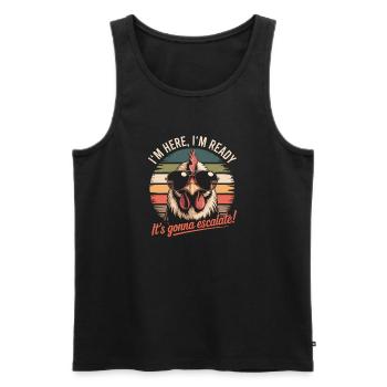 Im Here Ready It Escalates Eh Chicken Party Retro - Men's Premium Organic Tank Top - black - Front - Michal (187cm)