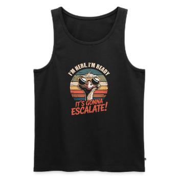 Im Here Ready Strauss Escalate Saying Party Retro - Men's Premium Organic Tank Top - black - Front - AI Model Male 178 light (178cm)