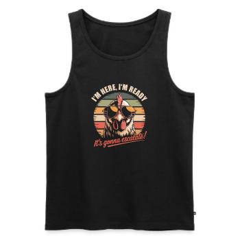Im Here Ready It Escalates Eh Chicken Party Retro - Men's Premium Organic Tank Top - black - Front - Michal (187cm)