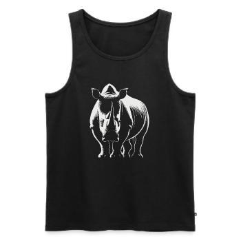 Strong Rhino – Wildlife Illustration - Men's Premium Organic Tank Top - black - Front - AI Model Male 178 light (178cm)