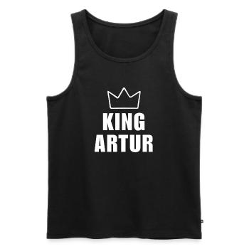 König Artur Krone Shirt – Name beginnt mit A - Männer Premium Bio Tank Top - Schwarz - Vorne - AI Model Male 178 light (178cm)