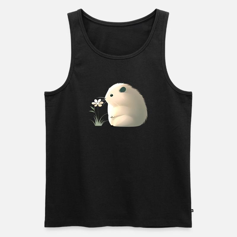 Süßer Hamster mit Blume - Männer Premium Bio Tank Top - Schwarz