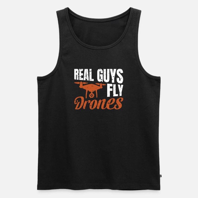 Real Guys fly Drones - Männer Premium Bio Tank Top - Schwarz